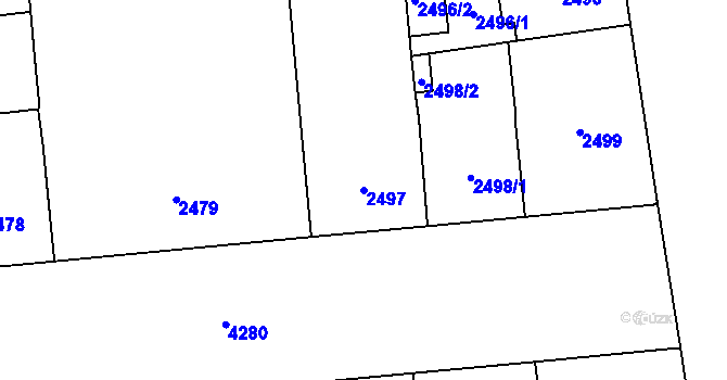 Parcela st. 2497 v KÚ Vinohrady, Katastrální mapa