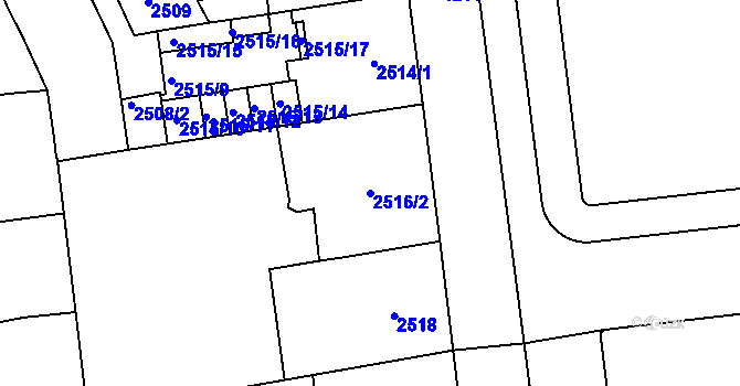 Parcela st. 2516/2 v KÚ Vinohrady, Katastrální mapa