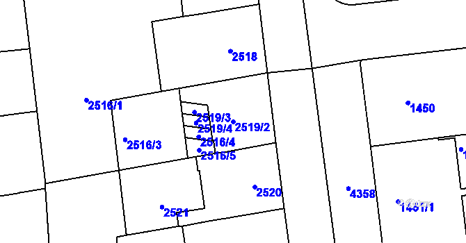 Parcela st. 2519/2 v KÚ Vinohrady, Katastrální mapa
