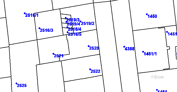 Parcela st. 2520 v KÚ Vinohrady, Katastrální mapa
