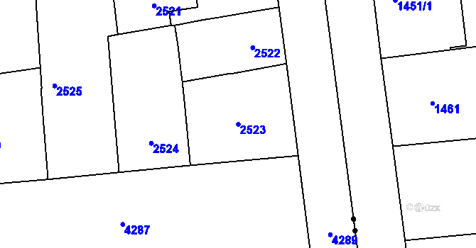 Parcela st. 2523 v KÚ Vinohrady, Katastrální mapa