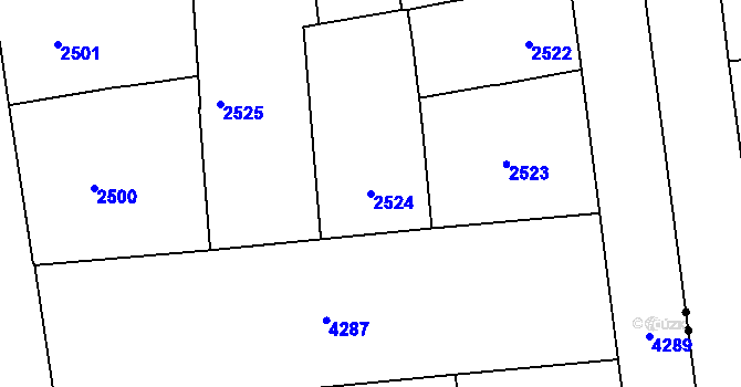 Parcela st. 2524 v KÚ Vinohrady, Katastrální mapa