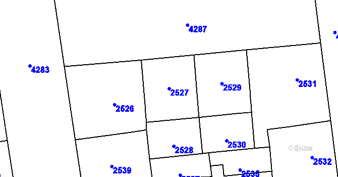 Parcela st. 2527 v KÚ Vinohrady, Katastrální mapa