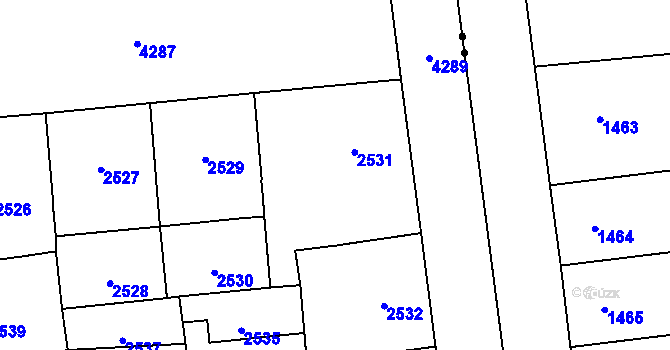 Parcela st. 2531 v KÚ Vinohrady, Katastrální mapa