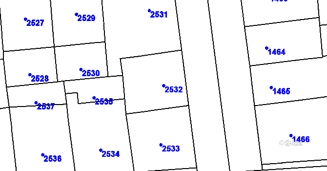 Parcela st. 2532 v KÚ Vinohrady, Katastrální mapa