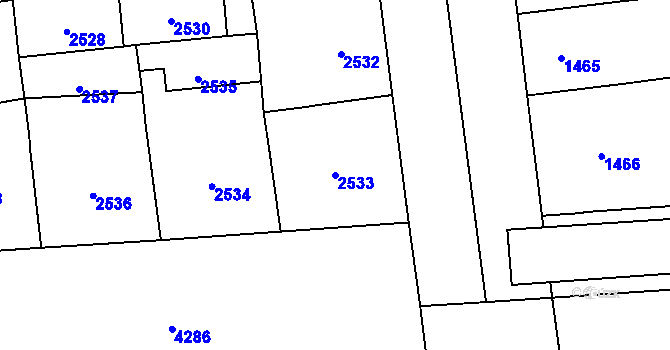 Parcela st. 2533 v KÚ Vinohrady, Katastrální mapa