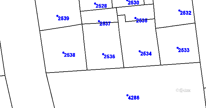 Parcela st. 2536 v KÚ Vinohrady, Katastrální mapa