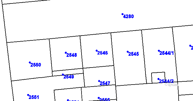 Parcela st. 2546 v KÚ Vinohrady, Katastrální mapa