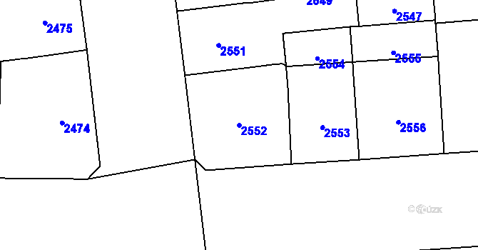 Parcela st. 2552 v KÚ Vinohrady, Katastrální mapa