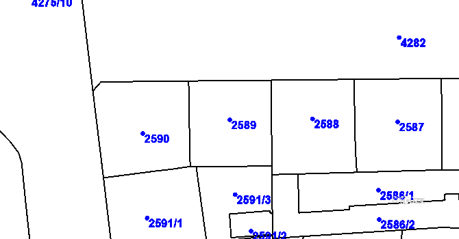 Parcela st. 2589 v KÚ Vinohrady, Katastrální mapa