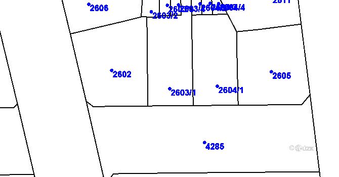 Parcela st. 2603/1 v KÚ Vinohrady, Katastrální mapa