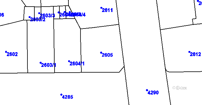 Parcela st. 2605 v KÚ Vinohrady, Katastrální mapa