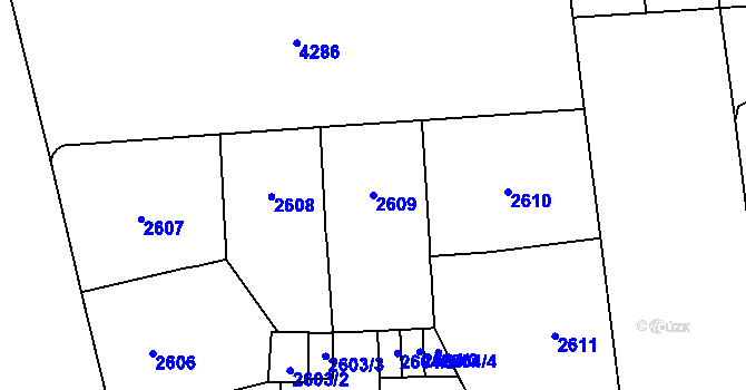 Parcela st. 2609 v KÚ Vinohrady, Katastrální mapa
