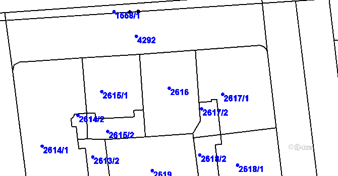 Parcela st. 2616 v KÚ Vinohrady, Katastrální mapa