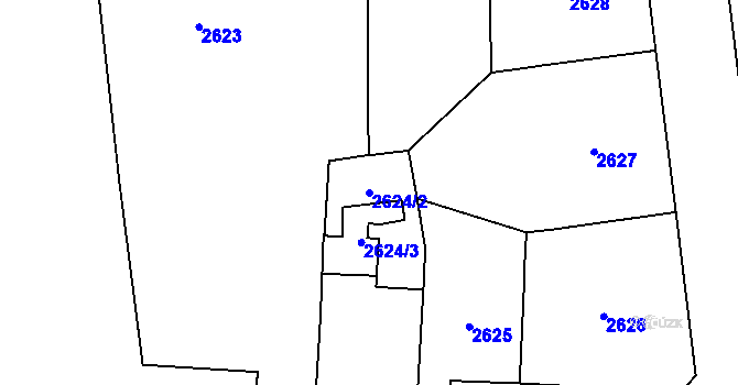 Parcela st. 2624/2 v KÚ Vinohrady, Katastrální mapa