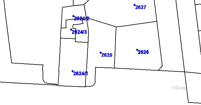 Parcela st. 2625 v KÚ Vinohrady, Katastrální mapa