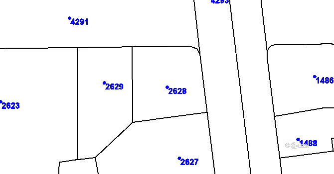 Parcela st. 2628 v KÚ Vinohrady, Katastrální mapa