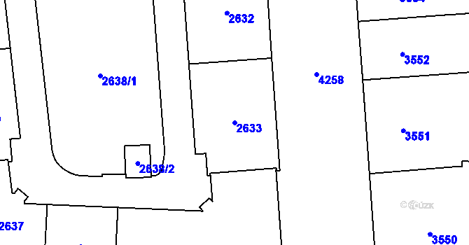 Parcela st. 2633 v KÚ Vinohrady, Katastrální mapa