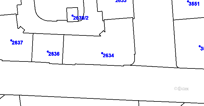 Parcela st. 2634 v KÚ Vinohrady, Katastrální mapa
