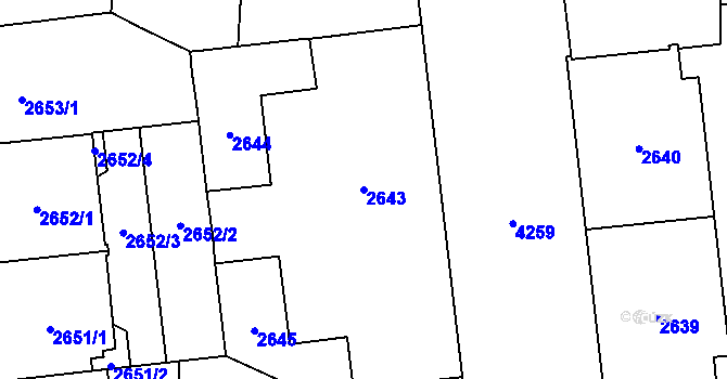 Parcela st. 2643 v KÚ Vinohrady, Katastrální mapa