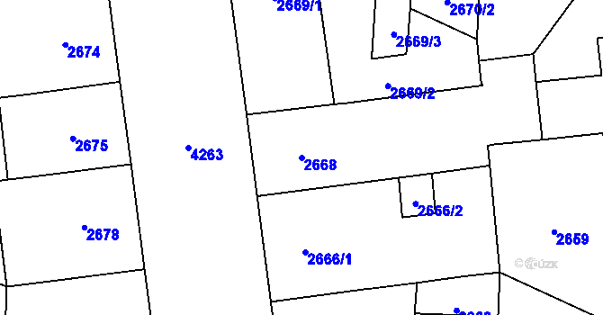 Parcela st. 2668 v KÚ Vinohrady, Katastrální mapa