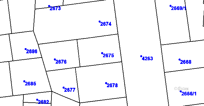Parcela st. 2675 v KÚ Vinohrady, Katastrální mapa