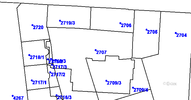 Parcela st. 2707 v KÚ Vinohrady, Katastrální mapa