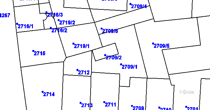 Parcela st. 2709/2 v KÚ Vinohrady, Katastrální mapa