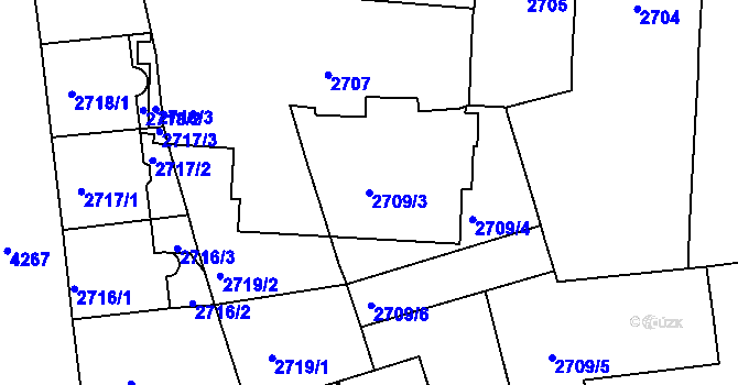 Parcela st. 2709/3 v KÚ Vinohrady, Katastrální mapa