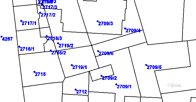 Parcela st. 2709/6 v KÚ Vinohrady, Katastrální mapa