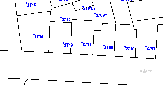Parcela st. 2711 v KÚ Vinohrady, Katastrální mapa
