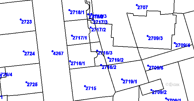 Parcela st. 2716/3 v KÚ Vinohrady, Katastrální mapa