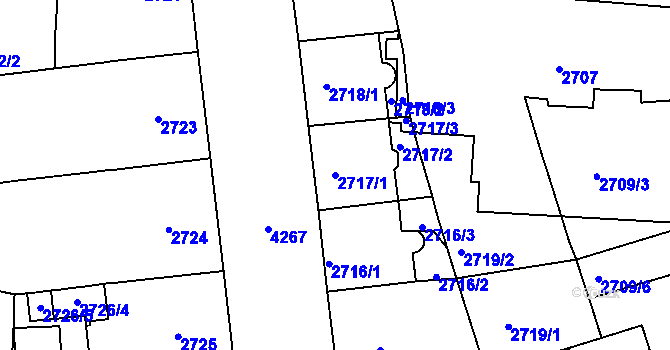 Parcela st. 2717/1 v KÚ Vinohrady, Katastrální mapa