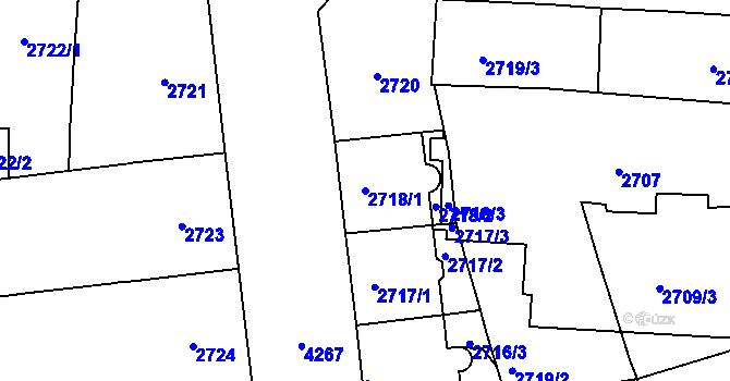 Parcela st. 2718/1 v KÚ Vinohrady, Katastrální mapa