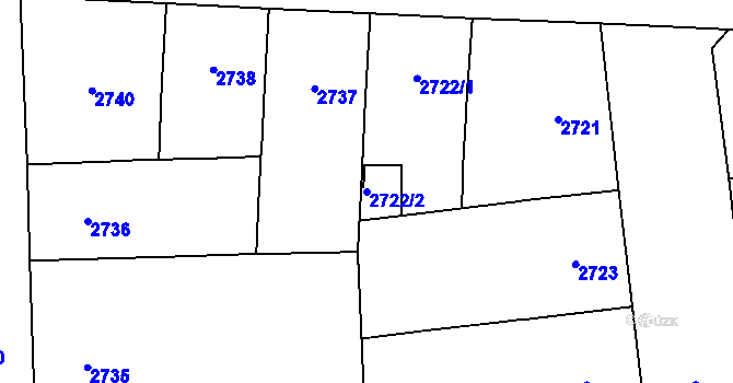 Parcela st. 2722/2 v KÚ Vinohrady, Katastrální mapa