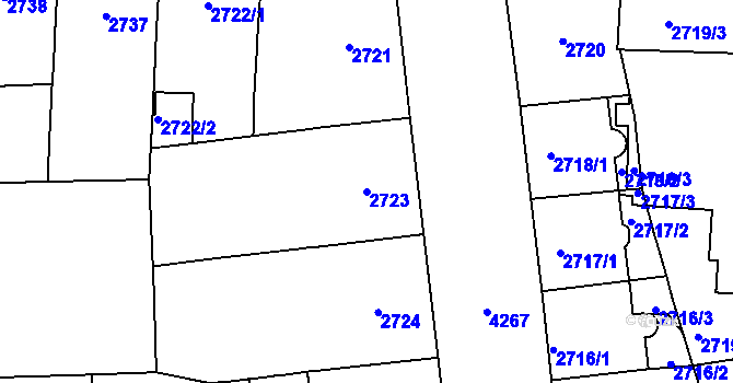 Parcela st. 2723 v KÚ Vinohrady, Katastrální mapa