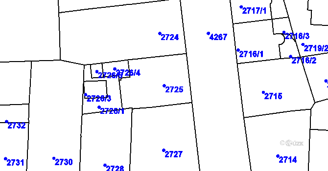 Parcela st. 2725 v KÚ Vinohrady, Katastrální mapa