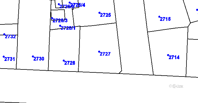 Parcela st. 2727 v KÚ Vinohrady, Katastrální mapa