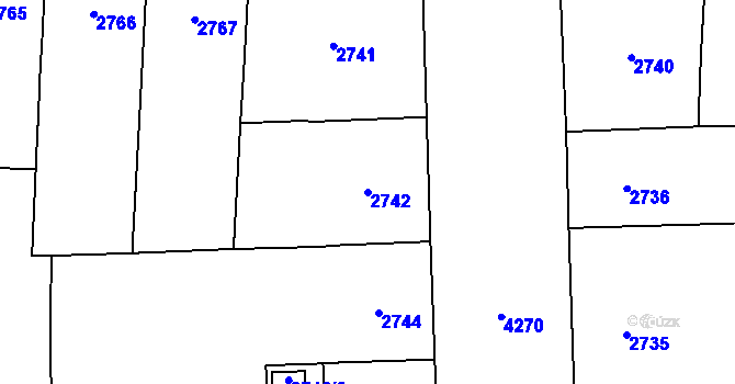 Parcela st. 2742 v KÚ Vinohrady, Katastrální mapa