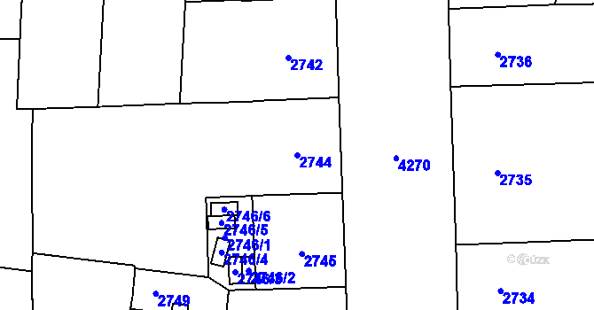 Parcela st. 2744 v KÚ Vinohrady, Katastrální mapa