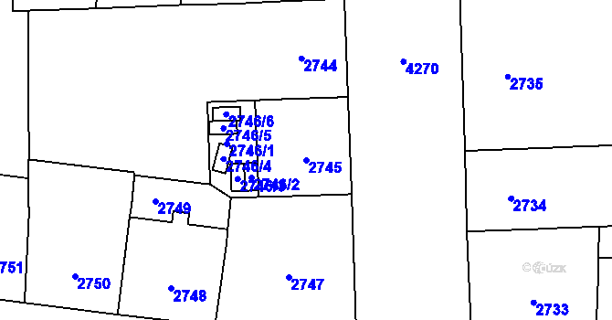 Parcela st. 2745 v KÚ Vinohrady, Katastrální mapa