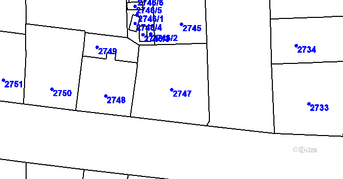 Parcela st. 2747 v KÚ Vinohrady, Katastrální mapa