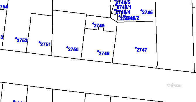 Parcela st. 2748 v KÚ Vinohrady, Katastrální mapa