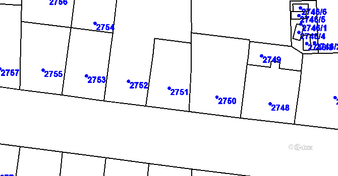 Parcela st. 2751 v KÚ Vinohrady, Katastrální mapa