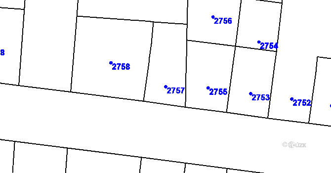 Parcela st. 2757 v KÚ Vinohrady, Katastrální mapa