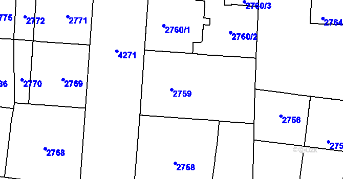 Parcela st. 2759 v KÚ Vinohrady, Katastrální mapa