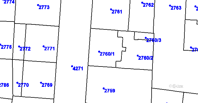 Parcela st. 2760/1 v KÚ Vinohrady, Katastrální mapa