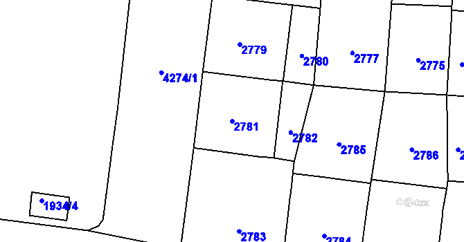 Parcela st. 2781 v KÚ Vinohrady, Katastrální mapa
