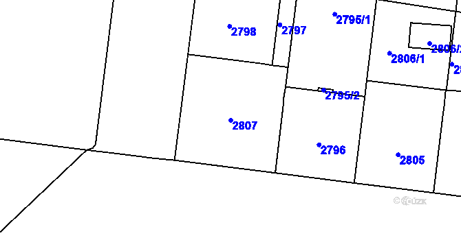 Parcela st. 2807 v KÚ Vinohrady, Katastrální mapa