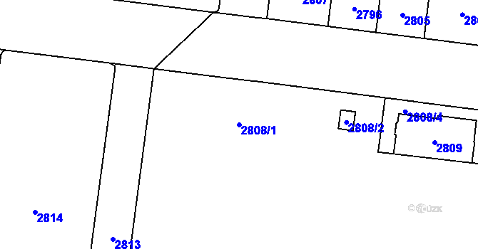 Parcela st. 2808/1 v KÚ Vinohrady, Katastrální mapa